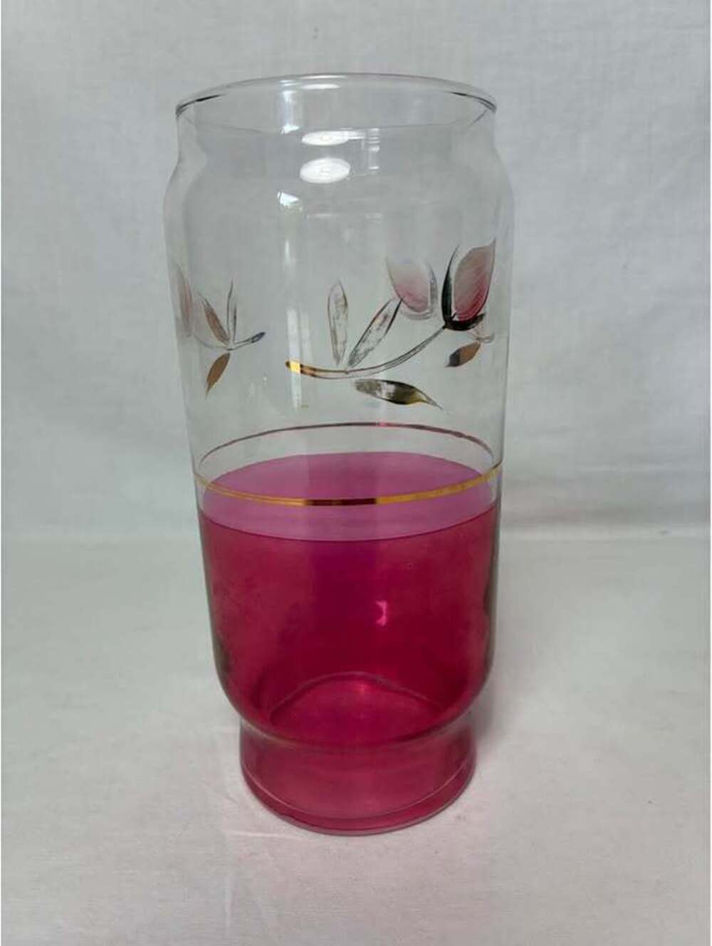 Vintage cranberry tone & gilded glass vase